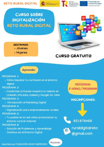Curso sobre Digitalización: Reto Rural Digital – Jóvenes y Mujeres