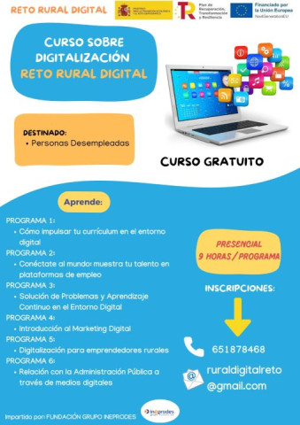 Curso sobre Digitalización: Reto Rural Digital – Personas Desempleadas