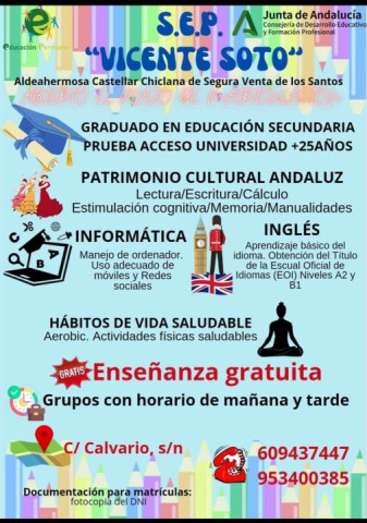 Abierto plazo de inscripción para el S.E.P. Vicente Soto